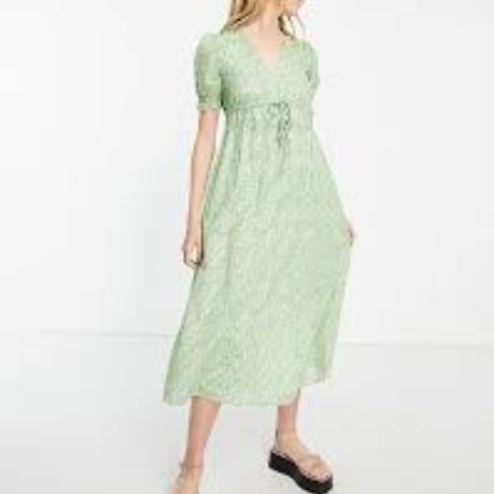 & Other Stories green drawstring waist midi dress